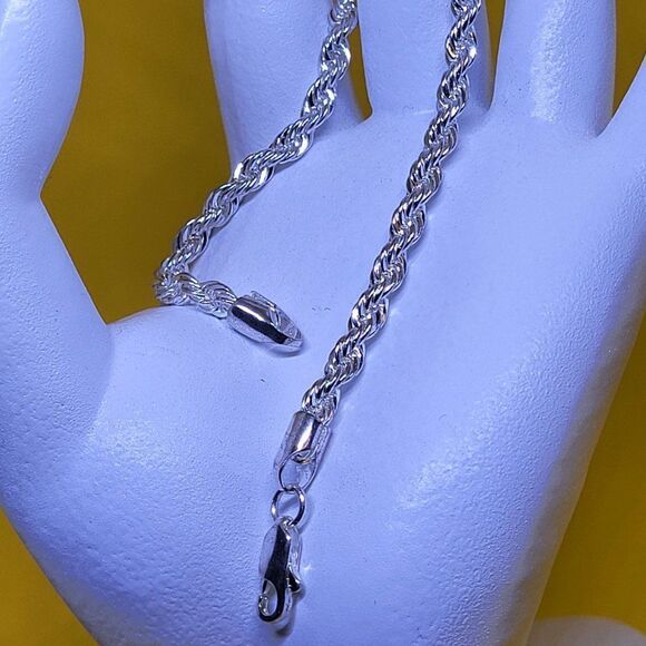 Dave, New, Not Worn, Unisex Silver Plated, Rope, 8" Bracelet - Picture 3 of 7